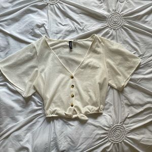 Cream tie blouse (Size S)